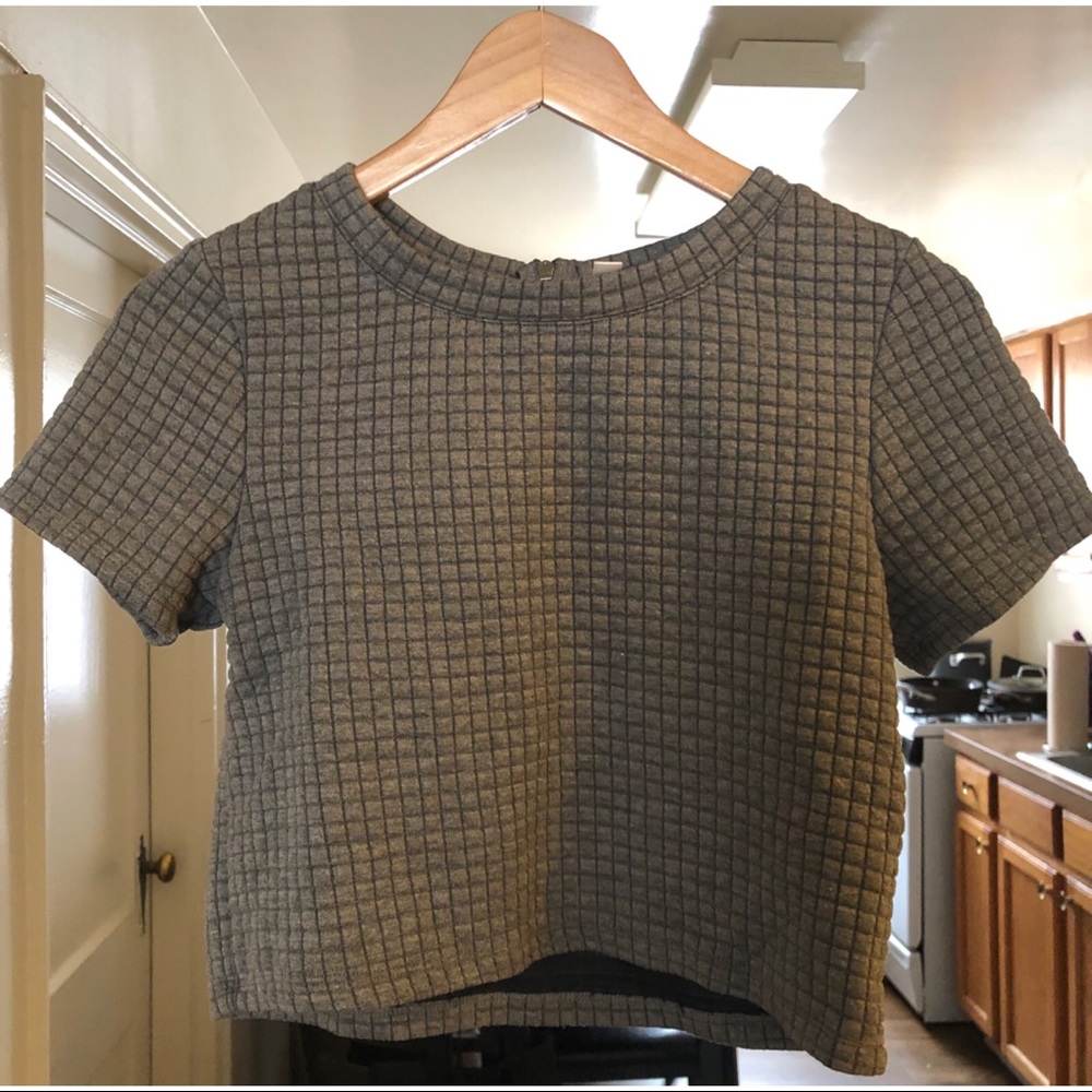 Gray Quilt Crop Top